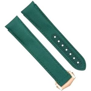 dongriuk Gebogen Uiteinde Hoge Dichtheid Nylon Koeienhuid Horlogeband Voor Omega AT150 Seamaster 300 Planet Ocean De Ville Speedmaster Horlogeband(Green rose1)