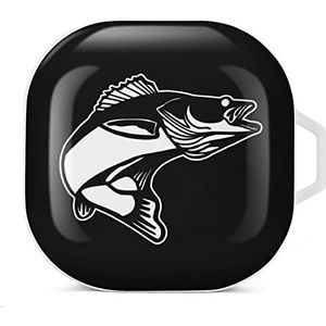 Snoekbaarzen vis cartoon oordopjes hoesje compatibel met Samsung hard shell beschermhoes witte stijl