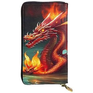 AthuAh Dragon King in Fire Lange Clutch Wallet voor dames, portemonnee met ritssluiting, multi-kaartorganizer en lange portemonnee met grote capaciteit, Zwart, Eén maat