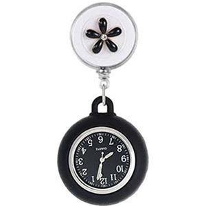 Gepersonaliseerd zakhorloge verpleegkundige arts intrekbare siliconen zakhorloge kleur cadeau ziekenhuis medische vrouwen mannen badge reel gegraveerd horloge (kleur: zwart)