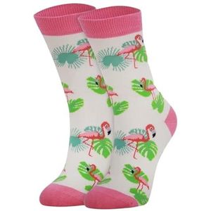Colorcool Dames Sokken | Flamingo Sokken | Katoen | 36-40 | Normale boord - Naadloos - Geen Padding