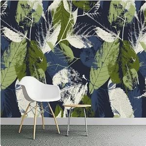 Abstract Vintage Eenvoudig Plant Groen Blad 3D Behang Huis Kantoor Home Eetkamer Bank Slaapkamer Woonkamer TV Achtergrond Muur-150cm×105cm