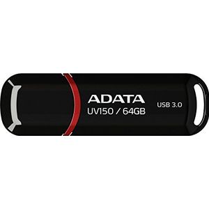 ADATA UV150 64GB USB 3.0 Snap-on Cap Flash Drive, zwart (AUV150-64G-RBK)