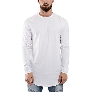 Blackskies Ronde longsleeve T-shirt | lange oversized mode basic lange mouwen heren longshirt long tee - diverse kleuren, wit, S