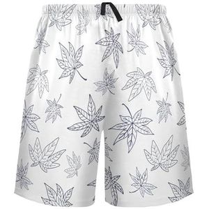 LI ZHI XIN Herenpyjamabroek, korte pyjamabroek, zomer casual shorts, elastische taille met trekkoord, rechte buis losse pasvorm met 2 zakken, S-XXL herfstbladeren esdoornbladeren, Meerkleurig, S