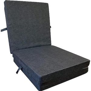 Katex Vouwmatras, 3-delig, 15 cm dik, matras voor reisbed, logeermatras, opvouwbaar, ook ideaal voor kamperen, kruk/zitblok, overtrek is machinewasbaar (grijs, 195 x 20 x 15 cm)