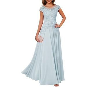 Dames chiffon moeder van de bruid jurk plooien Avond Prom jurken Cocktail Jurken Plus Size, Lichtblauw, 32