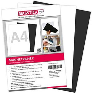 Mag_220 Magneetpapier, 10-delige set, wit, DIN A4, magnetische achterkant, bedrukbaar met gangbare inkjetprinter, om te beschrijven, te bedrukken of als magnetisch fotopapier