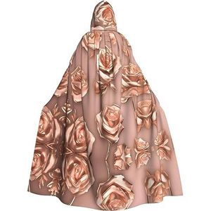 FRGMNT Rose Goud Behang Print Mannen Hooded Mantel, Volwassen Cosplay Mantel Kostuum, Cape Halloween Dress Up, Hooded Uniform