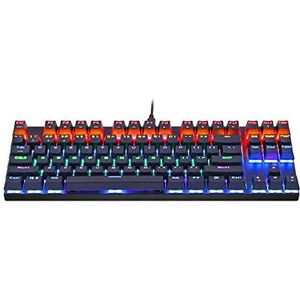Gamingtoetsenbord, Blue Switch 87 toetsen mechanisch gamingtoetsenbord met dubbele modus, bedraad, Bluetooth 3.0, zwart