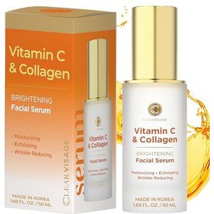 Clear Visage Vitamine C & Collageen Serum - Koreaanse verhelderende en anti-aging huidverzorging voor stralende teint, dierproefvrij, voor alle huidtypes, 400 ml