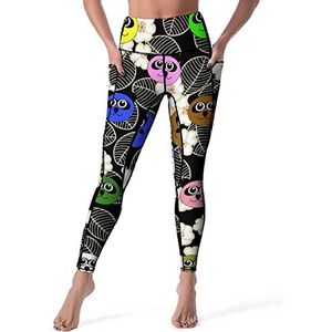 Gekleurde Panda Head Vrouwen Yoga Broek Hoge Taille Leggings Buikcontrole Workout Running Leggings XL