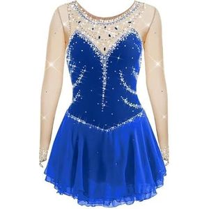 Nnnydjy Schaatsjurk Voor Meisjes Voor Kunstschaatsen Turnpakje Voor Dames Voor Ritmische Gymnastiek En Dans Glanzende Kristallen Wedstrijdkleding Voor Rolschaatsen En Kunstschaatsen,D,11_13Years