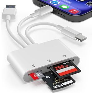 XD-kaartlezer, SD-kaartlezer voor iPhone, 3-in-1 SD/TF/XD-kaartadapter met Lightning+USB A+USB C Foto's Bestanden Transfe voor iPhone 17/16/15/14/PC/Android- Olympus xd Picture Card Reader Compatibel