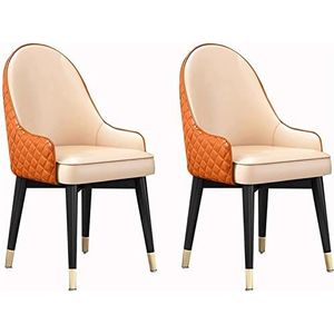 GEIRONV Moderne eetkamerstoel set van 2, waterdichte lederen lounge stoel for kantoor restaurant keuken slaapkamer stoelen met massief houten poten Eetstoelen (Color : E, Size : 91 * 44 * 47cm)