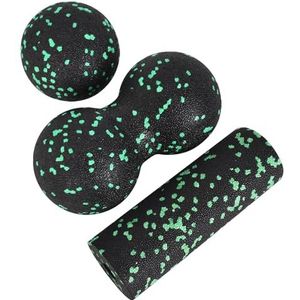 Fasciabal en fasciarollenset, massagebal, duobal, fascia-set, lacrosse bal, massageballen, fasciaballen voor voeten, rug, nek, wervelkolom, handen, fasciarol, kleine massagebal, fascia-set (3 stuks)