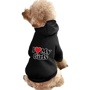 I Love My Girls Print Pet Hoodie Sweatshirt Warm Puppy Pullover Winter Jas voor Kleine Medium Grote Honden Katten