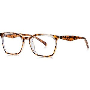 moomoobird Mode Bril TR90 Frame Vierkante Bril Frame voor Vrouwen Mannen Unisex, Luipaard met helder