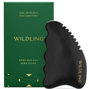 WILDLING Aura Stone Gua Sha Body Tool I Body Massage Tool om strakker te maken, tonen, beeldhouwen + glad I gepatenteerd ontwerp gemaakt met 100% authentieke Bian Stone
