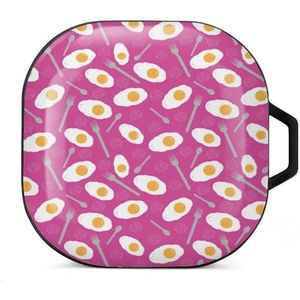 Sunnyside Up Eggs Oordopjes Hoesje Compatibel met Samsung Hard Shell Beschermhoes Zwart-Stijl