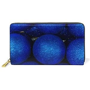 Glanzende blauwe kerstballen lederen dames rits portemonnees koppeling muntgeval
