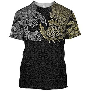 Noorse Mythe Odin Raven 3D-print Hoodie Met Korte Mouwen, Viking Tattoo Mannen Casual Pullover Sport Streetwear, Unisex Outdoor Nieuwigheid Gotische Middeleeuwse Jas Met Lange Mouwen