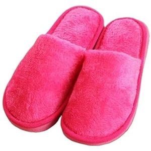 Dames herenpantoffels winter warm lang pluche zacht comfortabel katoenen schoenen paar slaapkamer harige dikke zool (Color : Rose, Size : 42-43)