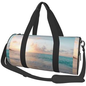 Mooie strand gele zonsondergang, grote capaciteit reizen plunjezak ronde handtas sport reistas draagtas fitness tas, zoals afgebeeld, Eén maat