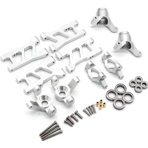 For HS 18301 18302 18311 18312 18321 18322 1/18 RC afstandsbediening auto metalen onderdelen swingarm stuurkop accessoires vijf stukken(Silver)