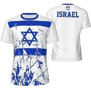 Sport T-Shirt Vintage Israël Vlag Graan Tees 3D Gedrukt voor Fitness Running Voetbal, Meerkleurig, M