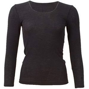 Cosilana, Damesonderhemd met lange mouwen, 70% wol, 30% zijde, zwart, 36-38