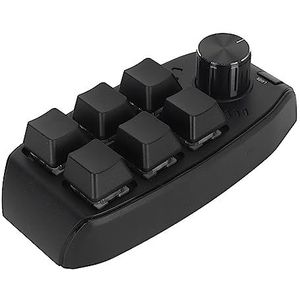 Minitoetsenbord, Schakelaar Programmeerbaar Mini-gamingtoetsenbord Plug and Play 6 Toetsen 1 Knop Ergonomisch Ontwerp voor Media (Bekabelde USB)