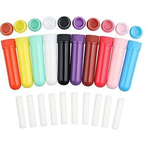 30 STKS Etherische Olie Inhalator Buizen met 30 Stuks Katoenen Wieken Hervulbare Neusinhalator Stick Aromatherapie voor Aromatische Therapie 10 Kleuren
