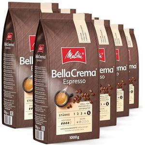 Melitta BellaCrema Espresso hele koffiebonen 8 x 1 kg, ongemalen, koffiebonen voor volautomatische koffiemachines, krachtig roosteren, geroosterd in Duitsland, sterkte 5, in tray