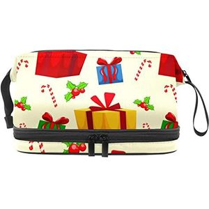 Grote capaciteit reizen cosmetische tas,Kerst Present Dozen Patroon,Make-up tas,Waterdichte make-up tas Organizer, Meerkleurig, 27x15x14 cm/10.6x5.9x5.5 in