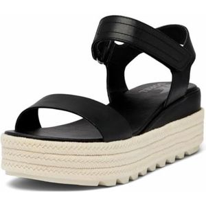 Sorel Women's Cameron Flatform Sandal, Black/Chalk, 9
