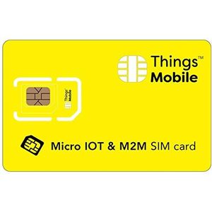 MICRO SIM-kaart IoT & M2M Things Mobile met wereldwijde dekking en GSM/2G/3G/4G LTE multi-operatornetwerk, zonder vaste kosten, zonder vervaldatum en concurrerende kosten, inclusief 10 € tegoed