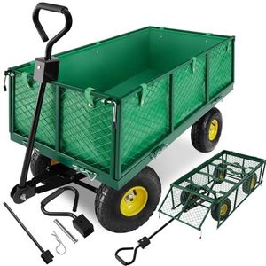 tectake®- Heavy Duty Bolderwagen Transportkar XXL, opvouwbaar, gevoerde handgreep, draagvermogen 550 kg, koppeling voor opzetstukken- ideaal voor tuinieren of kamperen