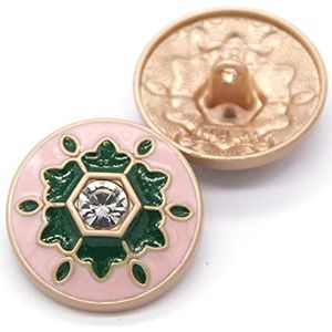 Knopen voor naaien 6 stuks vintage ronde diamant parel gouden metalen knoppen for dameskleding trui decoratieve jasknoppen naaien accessoires-rood - YDS04,22mm (Color : Pink Yds04)