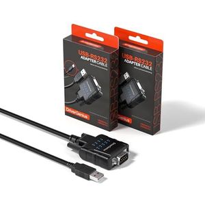 DriverGenius SerialPulseX Serie | USB naar Serie/RS232 Adapter (DB9) met 9 x LEDs - Voor PLC-programmering en Gegevensverzameling | Compatibel met Windows 11, macOS 15【USB232A-E-A, 2 Stuks/Verpakking】