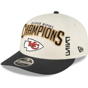 New Era Heren crème/zwart Kansas City Chiefs Super Bowl LVIII Champions kleedkamer laag profiel 9FIFTIG verstelbare hoed, cr�me, Eén Maat