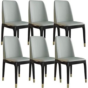 GEIRONV Lederen keukenstoelen set van 6, modern wonen eetkamer accent stoelen met beukenhouten poten for thuis commerciële restaurants Eetstoelen (Color : Light Gray, Size : Black gold feet)