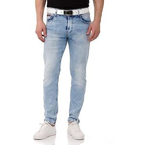 Cipo & Baxx Heren jeansbroek slim fit stretch denim broek, 820-iceblue, 38W x 32L