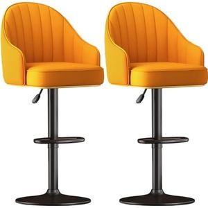 Ontbijt Barkrukken Set Van 2 Barkrukken Op Tegenhoogte, Modern PU-leer, Verstelbare Draaibare Barkrukken, Barstoelen Voor De Keuken Keuken Barstoelen(Orange)