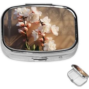 Rechthoekige pillendoos met 3 compartimenten pil organiseren perzikbloesem pillendoos kleine pillenorganizer waterdichte kleine pillendoos voor op reis pillencontainers voor medicatieplanner