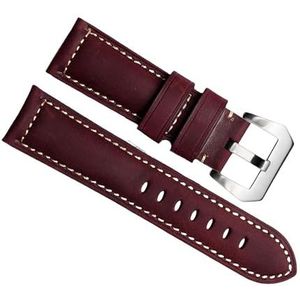 dayeer Echt Rundleer Retro Horloge Band Voor Panerai PAM111 441 Horlogeband Man Polsband 20mm 22mm 24mm (Color : Wine Red silver, Size : 22mm)