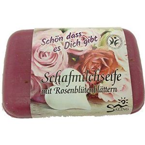 Saling Cadeauset schapenmelkzeep ""Schön, dass es dich giBT"" 100 g, rozenbloesem zonder / met wenskaart uit Grätz-Verlag (zeep ""Schön .."" solo)