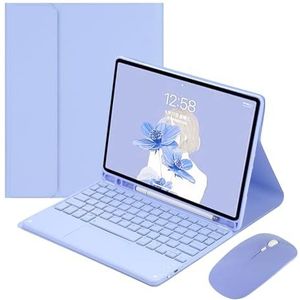Toetsenbordhoes voor Samsung Galaxy Tab S7 Plus 12.4 inch 2020, Ingebouwde Potloodhouder, Magnetisch Afneembaar Draadloos Toetsenbord met Bluetooth Muis,Purple.