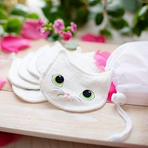 Pylones Set van 6 wasbare make-up removers – Beautycat witte katjes
