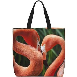 LAMAME Rode kreeft gedrukt Grote capaciteit boodschappentas Tote tas Mode handtas Tote opbergtas, Flamingo, Eén maat